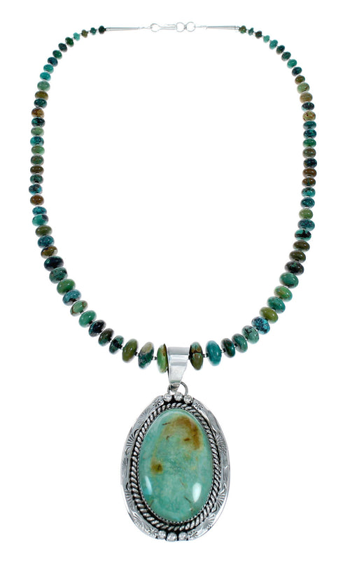 Navajo Kingman Turquoise Sterling Silver Native American Necklace NX12022