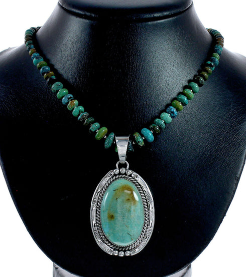 Navajo Kingman Turquoise Sterling Silver Native American Necklace NX12022