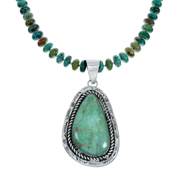 Authentic Navajo Kingman Turquoise Sterling Silver Necklace NX12025