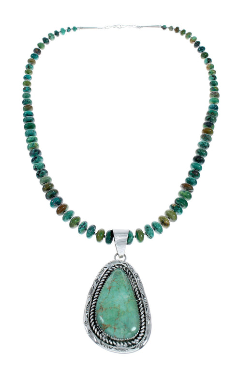 Authentic Navajo Kingman Turquoise Sterling Silver Necklace NX12025