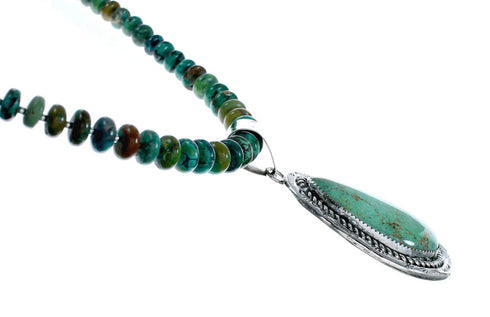 Authentic Navajo Kingman Turquoise Sterling Silver Necklace NX12025