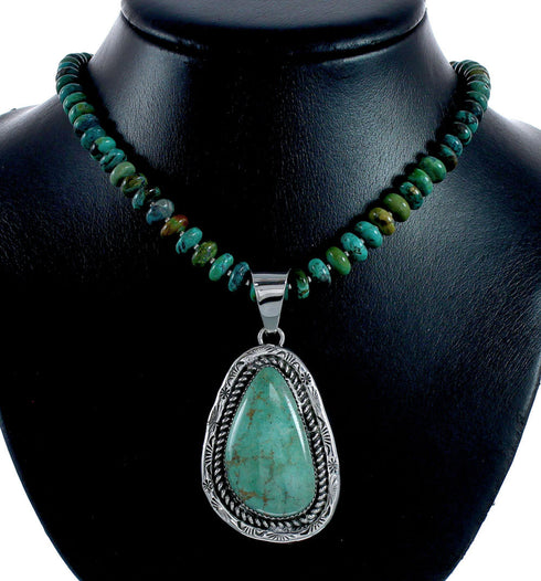 Authentic Navajo Kingman Turquoise Sterling Silver Necklace NX12025