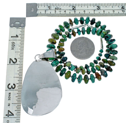 Authentic Navajo Kingman Turquoise Sterling Silver Necklace NX12025
