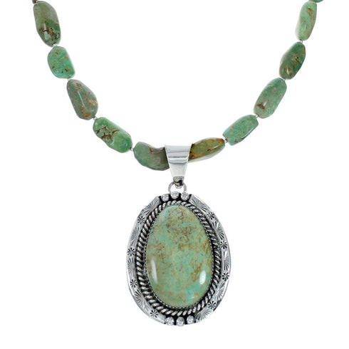 Authentic Navajo Kingman Turquoise Sterling Silver Necklace NX12026