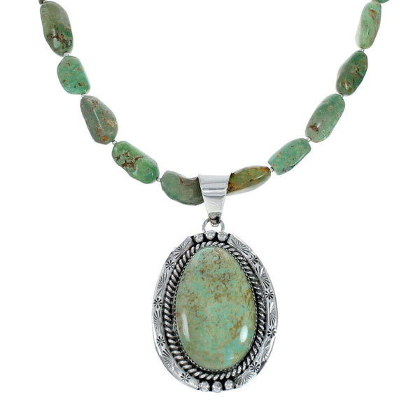 Authentic Navajo Kingman Turquoise Sterling Silver Necklace NX12026