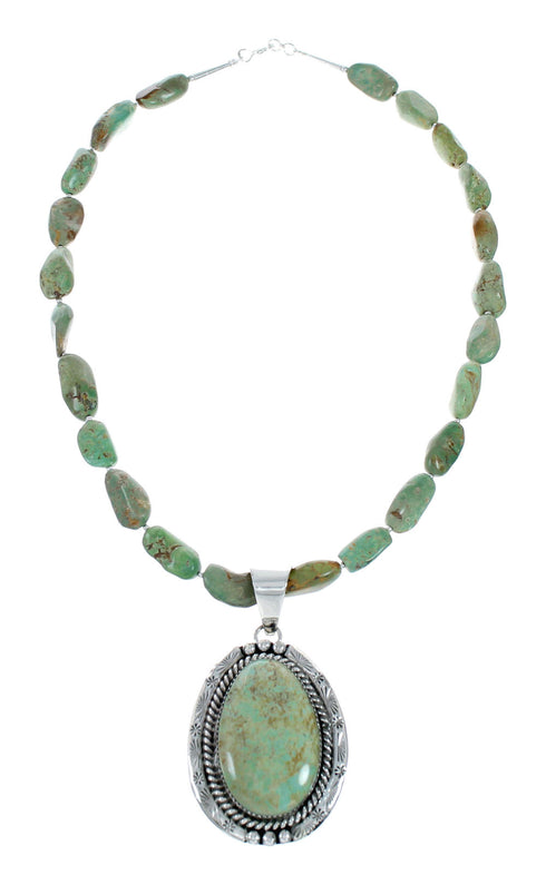 Authentic Navajo Kingman Turquoise Sterling Silver Necklace NX12026