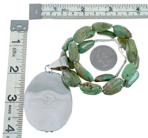 Authentic Navajo Kingman Turquoise Sterling Silver Necklace NX12026