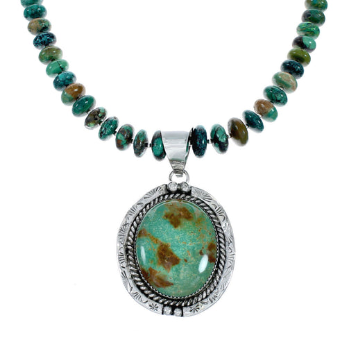 Beautiful Kingman Turquoise Sterling Silver Navajo Necklace NX12028