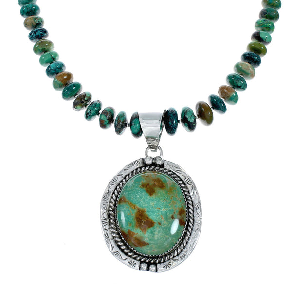 Beautiful Kingman Turquoise Sterling Silver Navajo Necklace NX12028