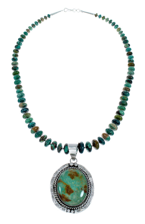 Beautiful Kingman Turquoise Sterling Silver Navajo Necklace NX12028
