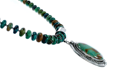 Beautiful Kingman Turquoise Sterling Silver Navajo Necklace NX12028
