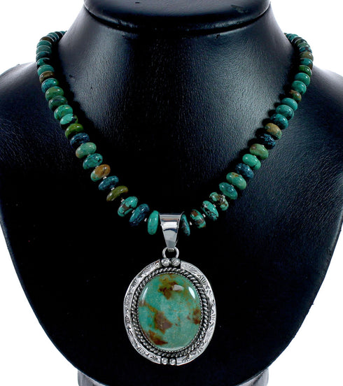 Beautiful Kingman Turquoise Sterling Silver Navajo Necklace NX12028