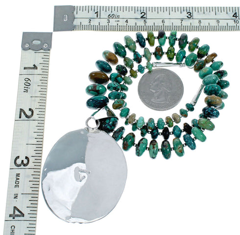 Beautiful Kingman Turquoise Sterling Silver Navajo Necklace NX12028