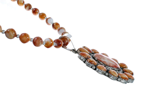 Oyster Shell Navajo Silver Bead Necklace Pendant Set NX12030