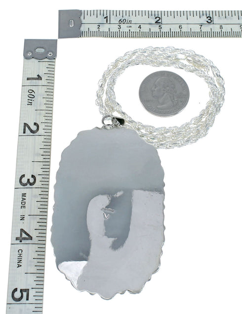 Native American Amber Turquoise Bead And Sterling Silver Italian Rope Necklace NX12010