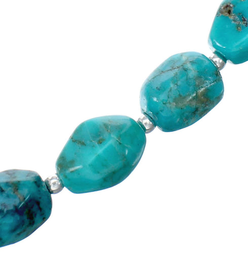 Genuine Navajo Kingman Turquoise Sterling Silver Bead Necklace NX12050