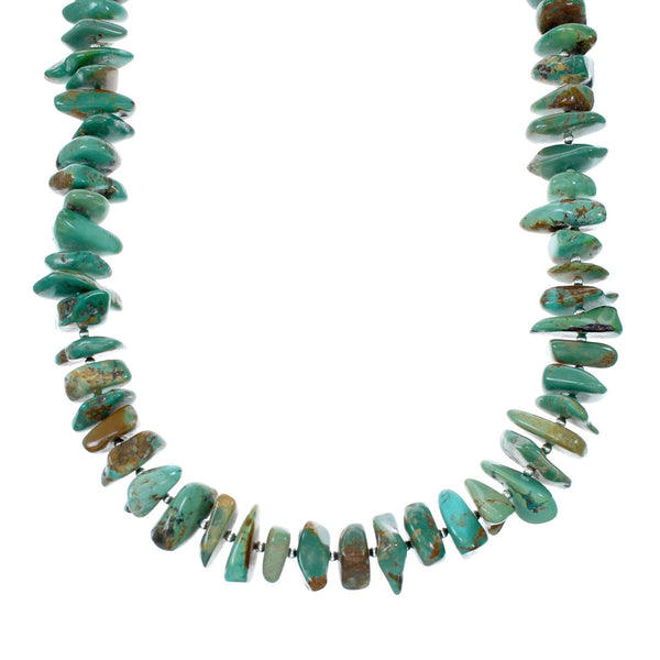 Navajo Sterling Silver And Kingman Turquoise Chunky Bead Necklace NX12040