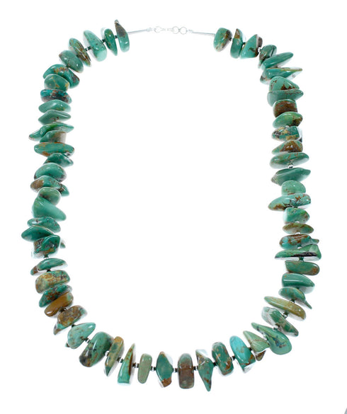 Navajo Sterling Silver And Kingman Turquoise Chunky Bead Necklace NX12040