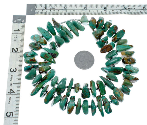 Navajo Sterling Silver And Kingman Turquoise Chunky Bead Necklace NX12040