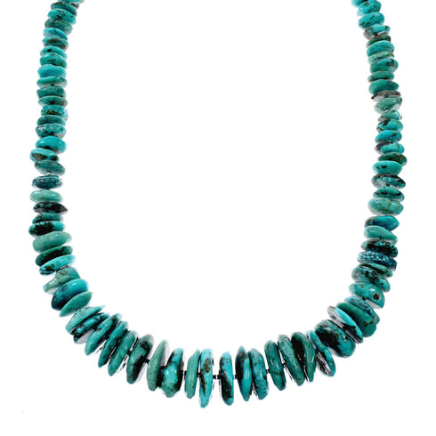 Navajo Kingman Turquoise Sterling Silver Bead Necklace NX12044