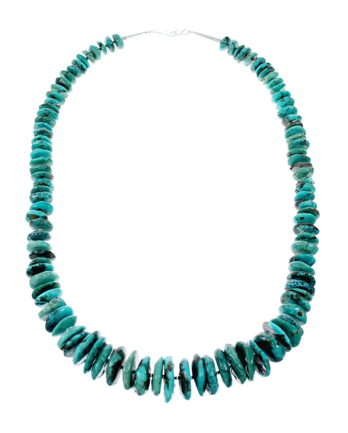 Navajo Kingman Turquoise Sterling Silver Bead Necklace NX12044