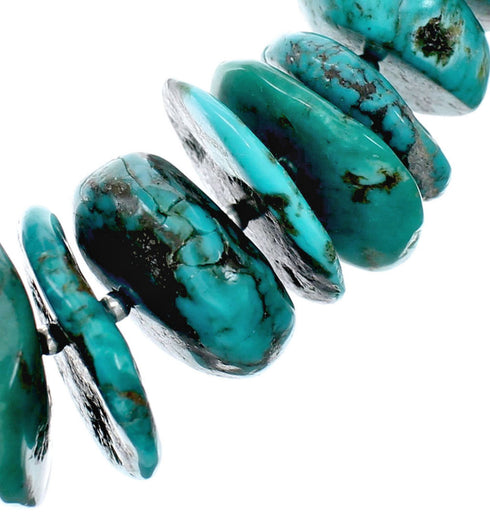 Navajo Kingman Turquoise Sterling Silver Bead Necklace NX12044