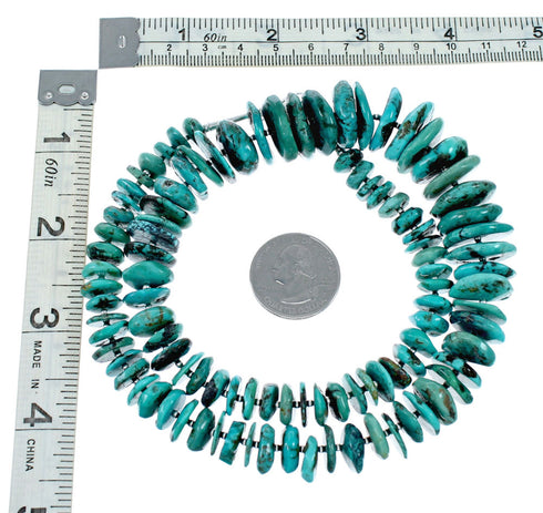 Navajo Kingman Turquoise Sterling Silver Bead Necklace NX12044