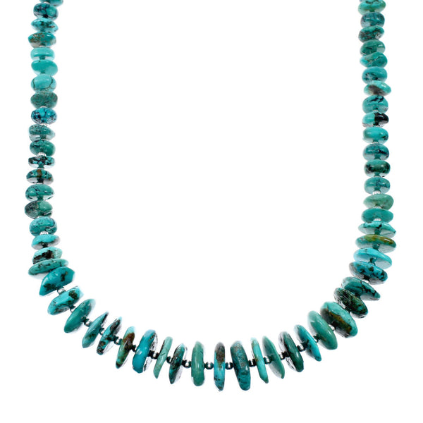 Navajo Kingman Turquoise Sterling Silver Bead Necklace NX12043