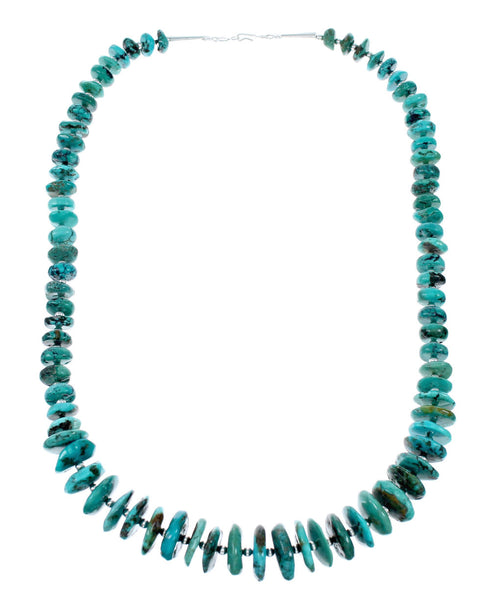Navajo Kingman Turquoise Sterling Silver Bead Necklace NX12043