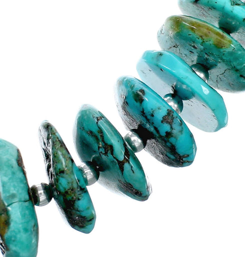 Navajo Kingman Turquoise Sterling Silver Bead Necklace NX12043