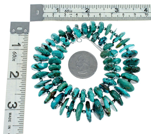 Navajo Kingman Turquoise Sterling Silver Bead Necklace NX12043