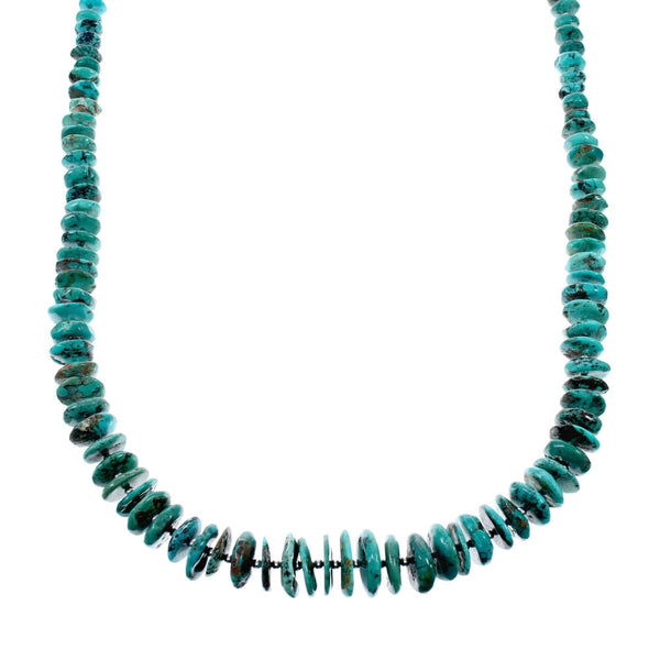 Navajo Kingman Turquoise Sterling Silver Chunky Bead Necklace NX12041