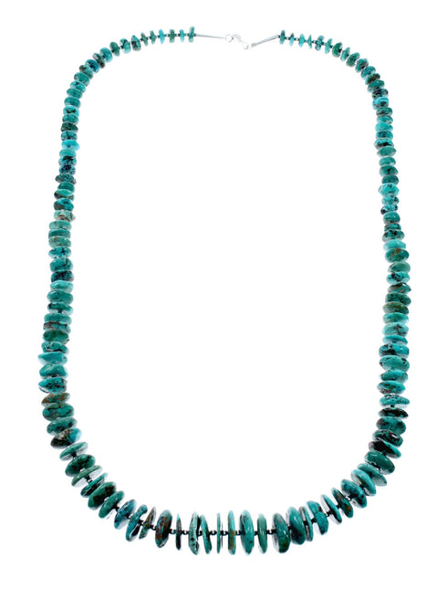 Navajo Kingman Turquoise Sterling Silver Chunky Bead Necklace NX12041