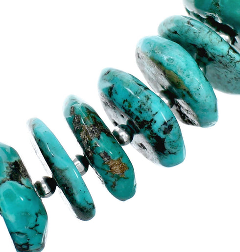 Navajo Kingman Turquoise Sterling Silver Chunky Bead Necklace NX12041