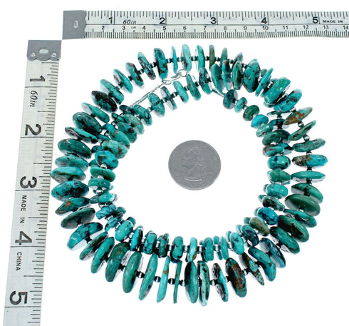 Navajo Kingman Turquoise Sterling Silver Chunky Bead Necklace NX12041