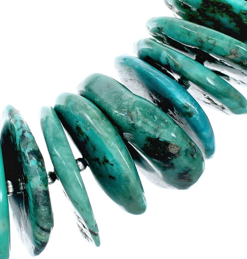 Navajo Kingman Turquoise Sterling Silver Chunky Bead Necklace NX12042