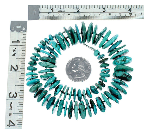 Navajo Kingman Turquoise Sterling Silver Chunky Bead Necklace NX12042