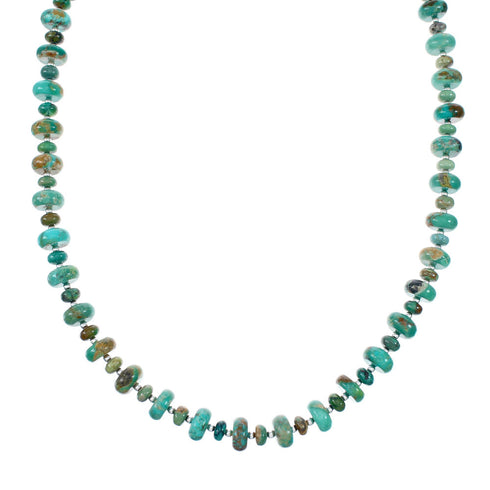 Native American Turquoise Navajo Sterling Silver Bead Necklace NX12047