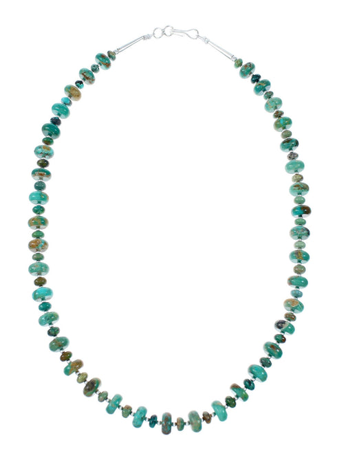 Native American Turquoise Navajo Sterling Silver Bead Necklace NX12047