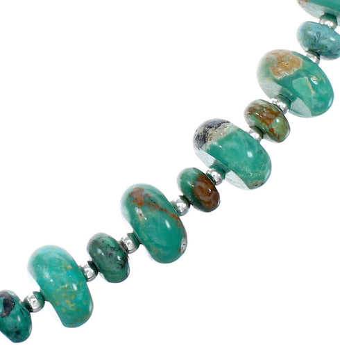 Native American Turquoise Navajo Sterling Silver Bead Necklace NX12047