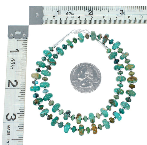 Native American Turquoise Navajo Sterling Silver Bead Necklace NX12047
