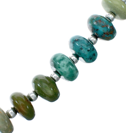 Native American Turquoise Navajo Sterling Silver Bead Necklace NX12048