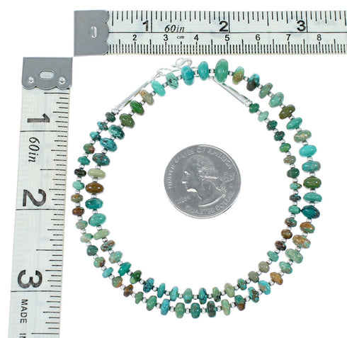 Native American Turquoise Navajo Sterling Silver Bead Necklace NX12048