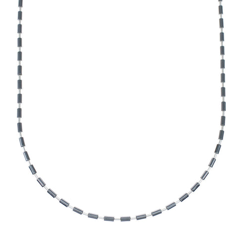 Navajo Hematite Hand Strung Liquid Silver Necklace NX12034