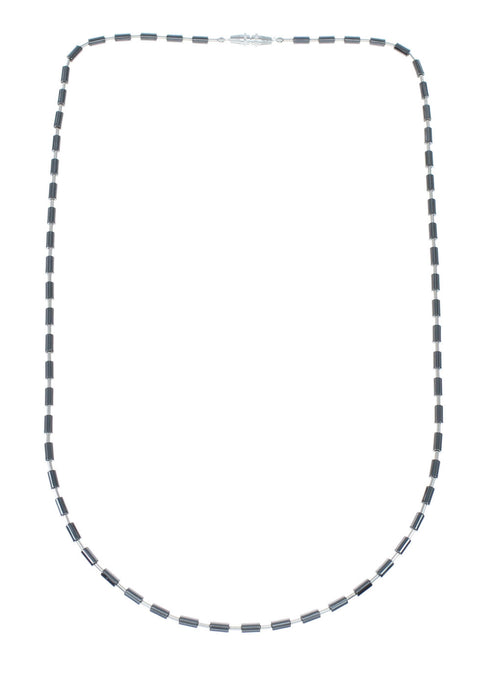 Navajo Hematite Hand Strung Liquid Silver Necklace NX12034