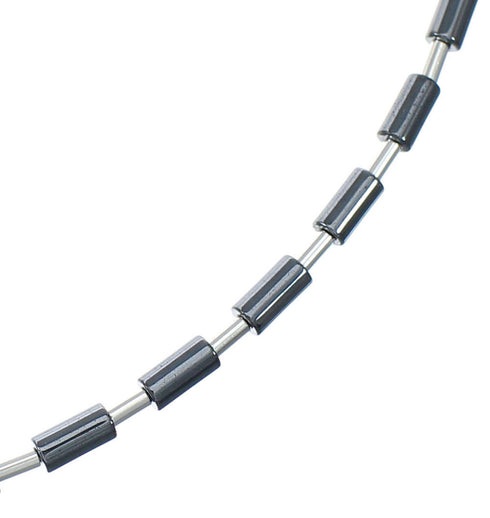 Navajo Hematite Hand Strung Liquid Silver Necklace NX12034