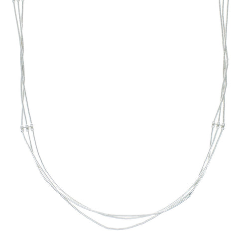 Native American Hand Strung Liquid Silver 3-Strand Necklace NX12053