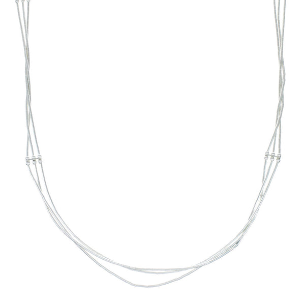 Native American Hand Strung Liquid Silver 3-Strand Necklace NX12053