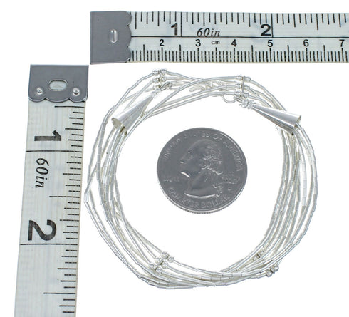 Native American Hand Strung Liquid Silver 3-Strand Necklace NX12053