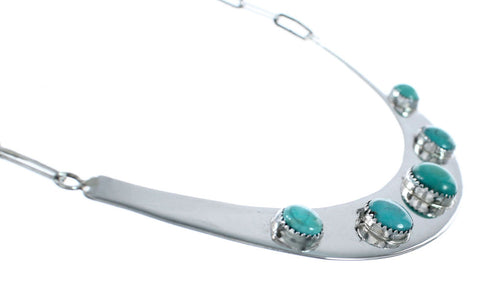 Navajo Turquoise Sterling Silver Collar Link Necklace Set NX12037